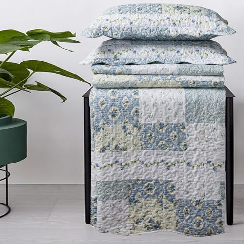 Brea Microfiber Twin XL Quilt Set - 2 Piece Reversible Printed Coverlets 1