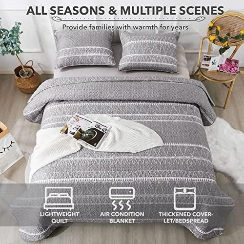 Andency Grey Reversible Quilt Set Twin 2Pcs