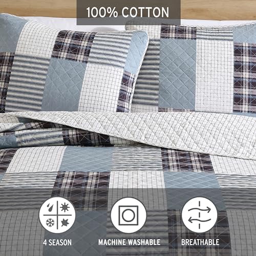 Eddie Bauer Twin Quilt Set Reversible Cotton Bedding with Matching Sham All Seasons