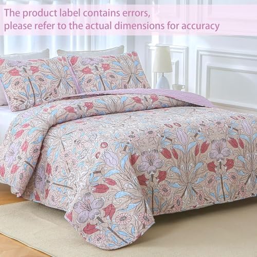 Heymybed Botanical Quilt Set Queen Size Pink Floral