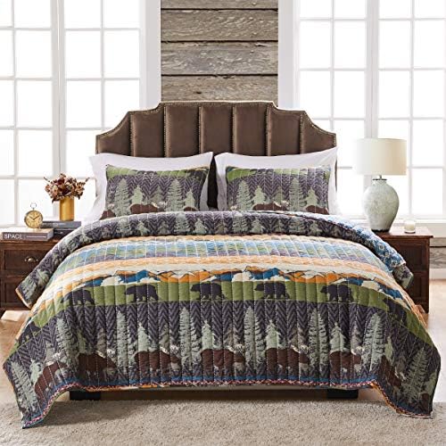Greenland Home Black Bear Lodge Quilt Set 3-Piece FullQueen