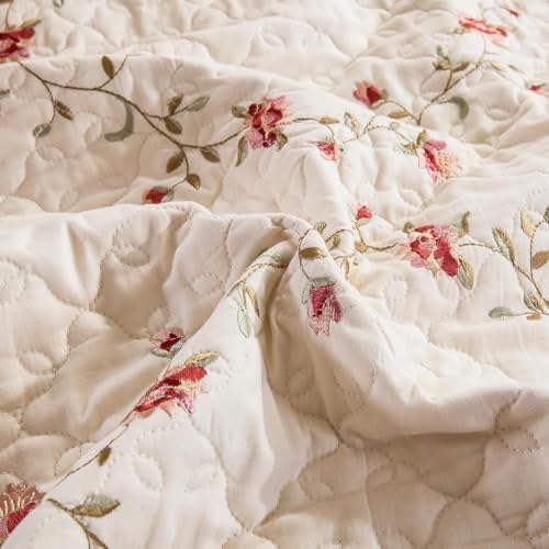 EAVD Floral Embroidered Quilt Set King Size 3 Pieces 1