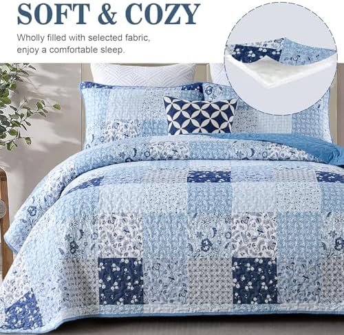 Menghomeus Boho Patchwork Quilt Set King Size
