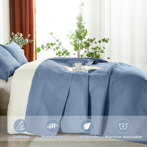WURUIBO Quilt Set - Bluish Grey Microfiber Bedding