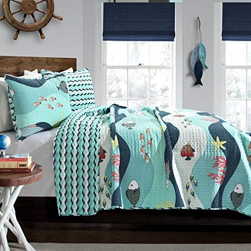 Lush Decor Sealife Quilt Set Twin Blue 1