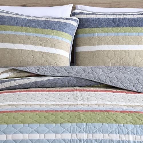 Eddie Bauer Full Queen Quilt Set Salmon Ladder Multi