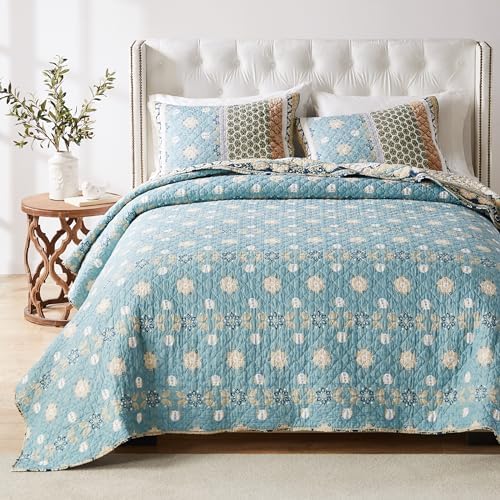 Greenland Home Thalia Quilted Bedding Set 3-Piece FullQueen Blue