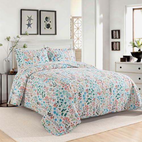 VAPUTAR Botanical King Size Quilt Set 3 Piece
