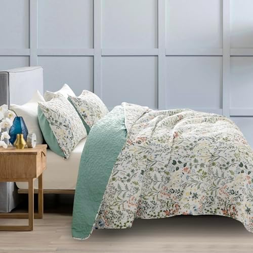 BUPIRD Floral Quilt Set Queen 3 Pieces
