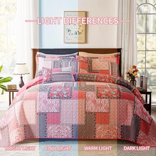 BEDIFANY Cotton Queen Quilt Set with 2 Pillow Shams
