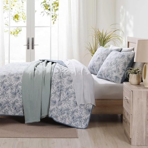 Tommy Bahama King Quilt Set with Shams - Reversible Cotton Bedding