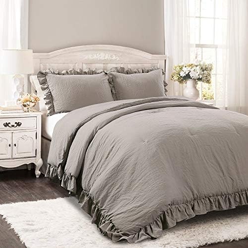 Lush Decor Lake Blue Ruffle Comforter Set 3 Piece