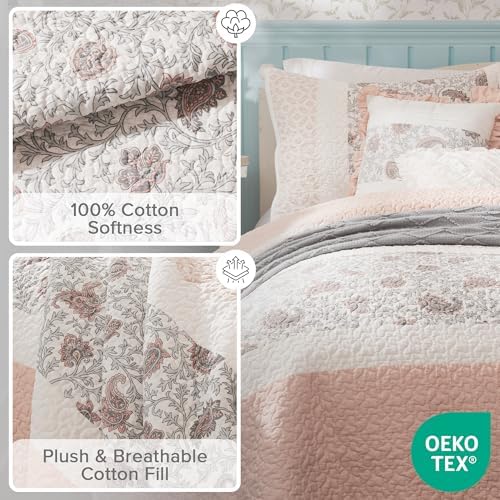 Madison Park Cotton Floral Print Quilt Set 6 Piece