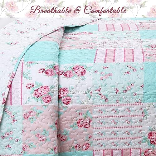 Cozy Line Bloom Floral Reversible Quilt Bedding Set Twin 2 Piece