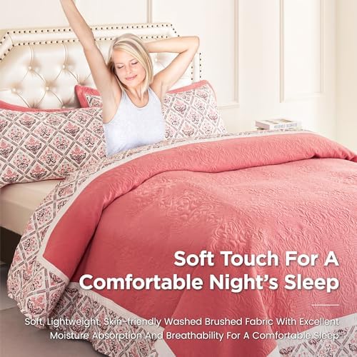 Sophia William Pink Queen Quilt Set 3 Piece