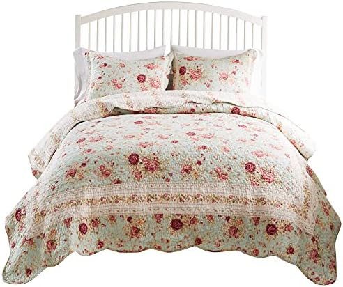 Greenland Home Antique Rose Cotton Quilt Set TwinXL Blue
