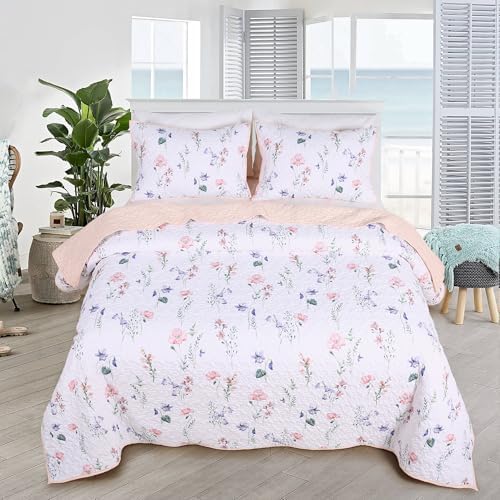 Rosecret Pink Floral Quilt Set King Size 3-Piece