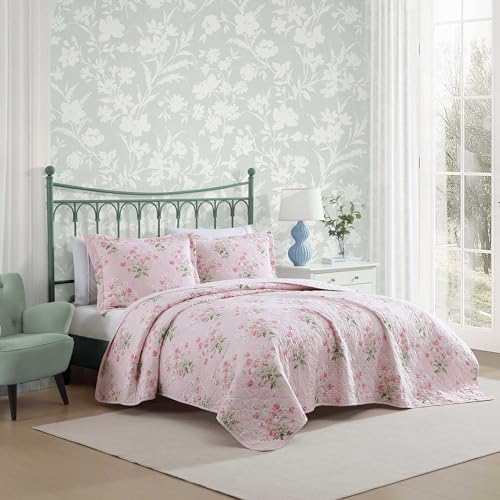 Laura Ashley King Quilt Set with Shams and Coquette Decor