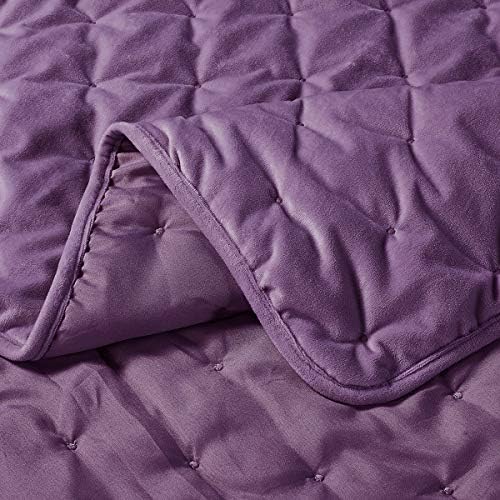 Royal Tradition Velvet Purple Fluffy Quilt Set 2pc Twin XL Oversized