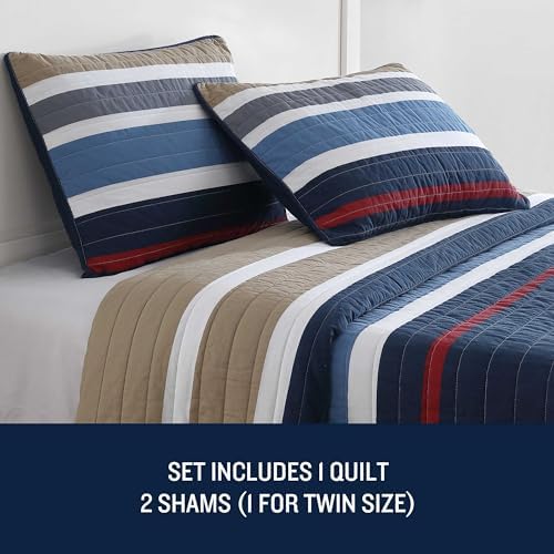 Nautica Twin Quilt Set - Reversible Cotton Bedding 1