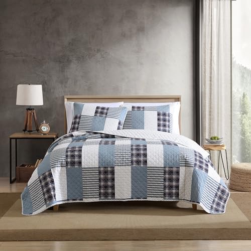 Eddie Bauer Twin Quilt Set Reversible Cotton Bedding with Matching Sham All Seasons