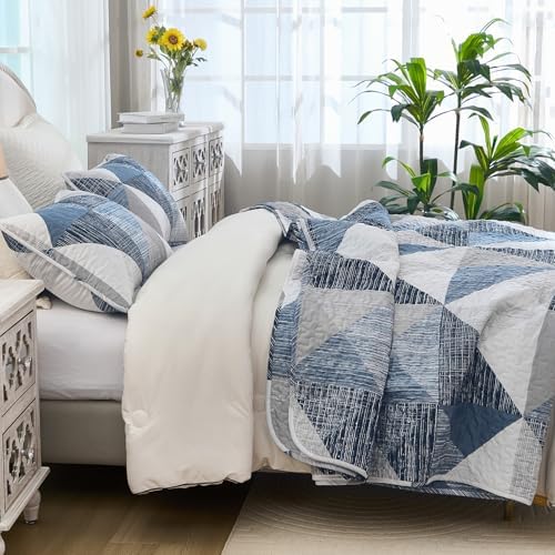 Dintszyayue 3 Piece Queen Quilt Set Blue