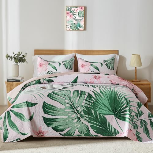 Yogeneg King Quilt Bedding Set with Floral Pattern