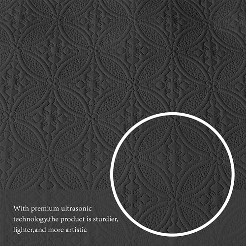 WURUIBO KingCal King Quilt Set Black Microfiber