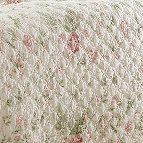 Laura Ashley Twin Quilt Set Reversible Cotton Bedding with Matching Sham 1