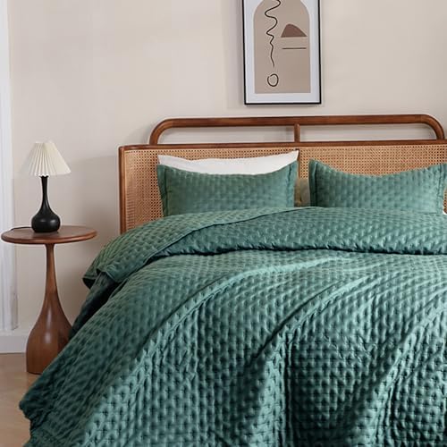 DOWNCOOL Green Twin Quilt Set with Pillow Sham 1