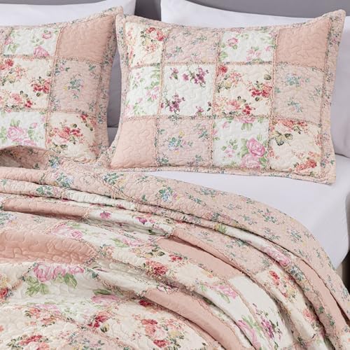 Chezmoi Abbi 2-Piece Pink Shabby Chic Quilt Set Twin Size