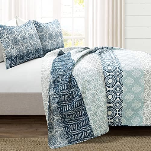 Lush Decor Bohemian Stripe Reversible Quilt Set 3 Piece Queen