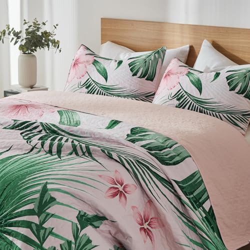 Yogeneg King Quilt Bedding Set with Floral Pattern