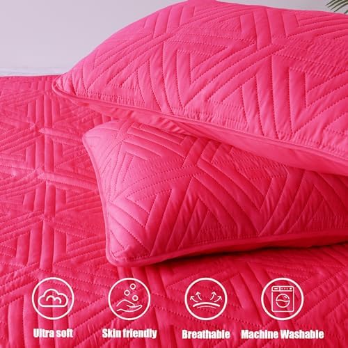 Whale Flotilla Hot Pink Soft Reversible Quilt Set 1