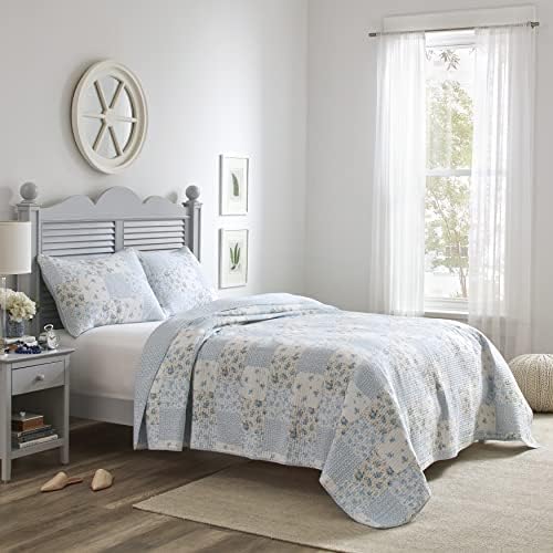 Laura Ashley Twin Quilt Set Cotton Reversible with Matching Sham