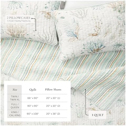 Great Bay Home Aqua Grove Quilt Set with Shams