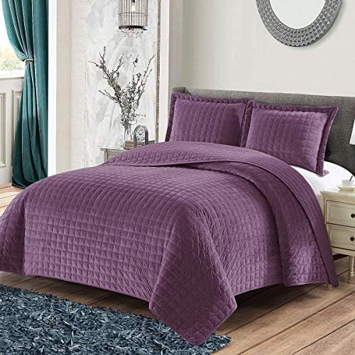 Royal Tradition Plush Velvet Purple Coverlets Set