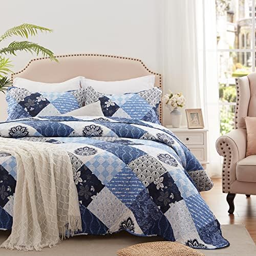 LEAONME Full Queen Quilt Set 3 Pieces Reversible