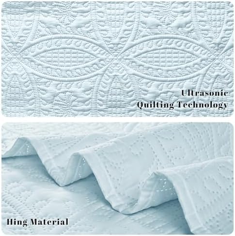 Siyaluens Light Blue Queen Quilt Set with 2 Pillow Shams