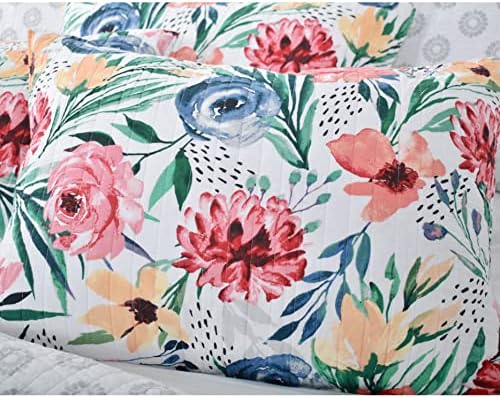 Twin Quilt Set 2-Piece Reversible Cotton Bedspread with Shams in Pink
