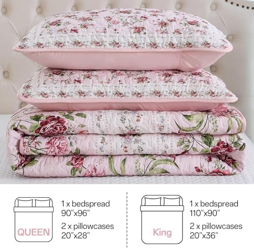 Xruibed Floral Quilt Set Queen Size 3PCs