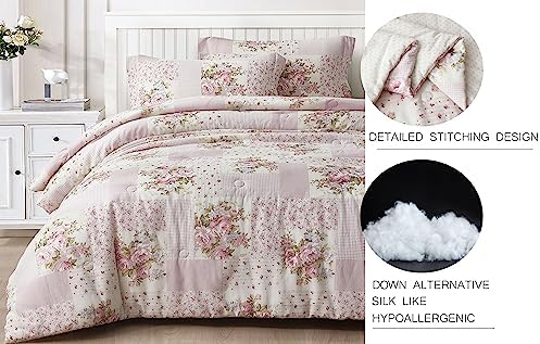 Chezmoi Rosy 3-Piece Queen Comforter Set