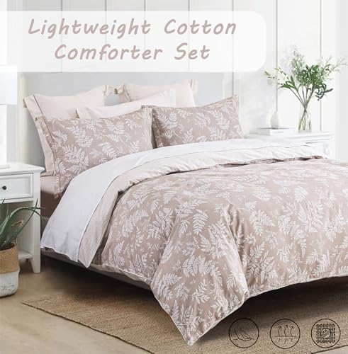ALEISSEL Natural Cotton 3pcs Queen Comforter Set Dusty Pink