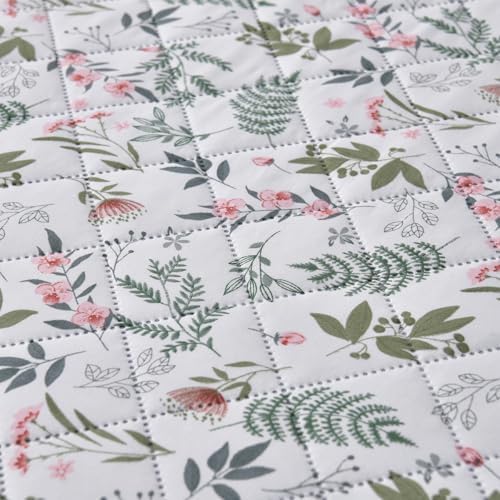 LINNUO HOURSE King Size Quilt Set with Reversible Floral Pattern