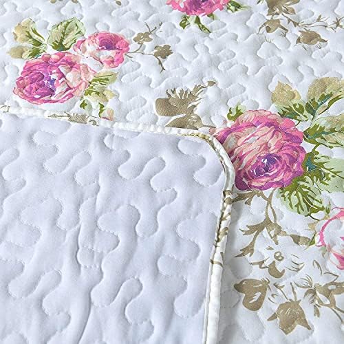 Boryard 3-Piece King Quilt Set with Rose Print