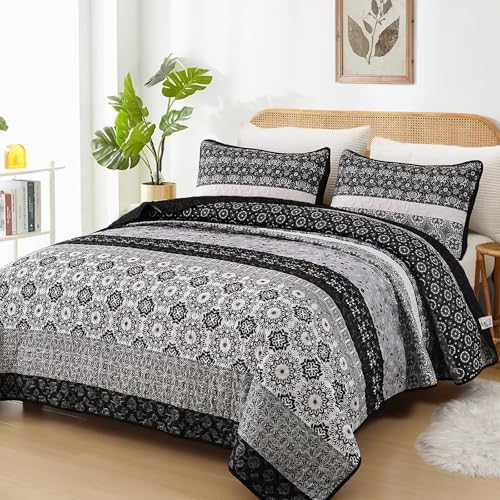 WONGS BEDDING Boho Quilt Set Queen Size 3 Pieces