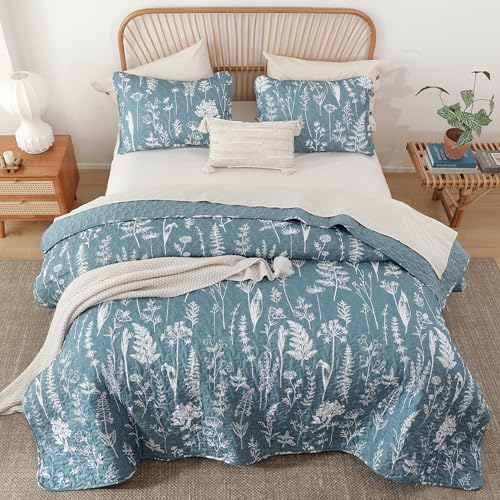 JANZAA King Size Quilt Set with Floral Pattern