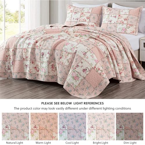 Chezmoi Abbi 2-Piece Pink Shabby Chic Quilt Set Twin Size