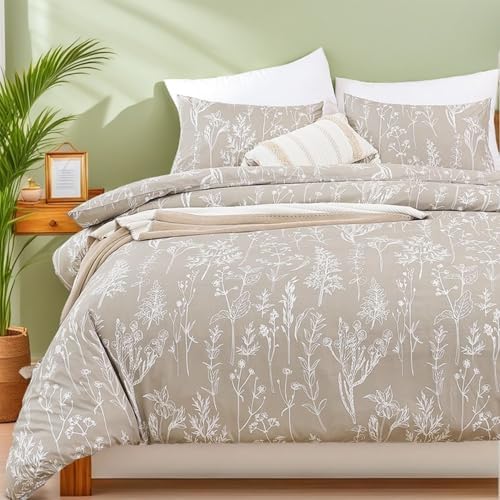 JANZAA Queen Comforter Set with Floral Patterns 3 Pieces