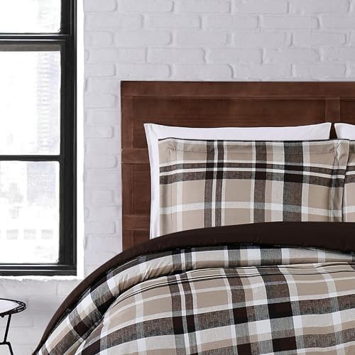 TRULY SOFT Paulette Plaid Taupe Twin XL Comforter Set